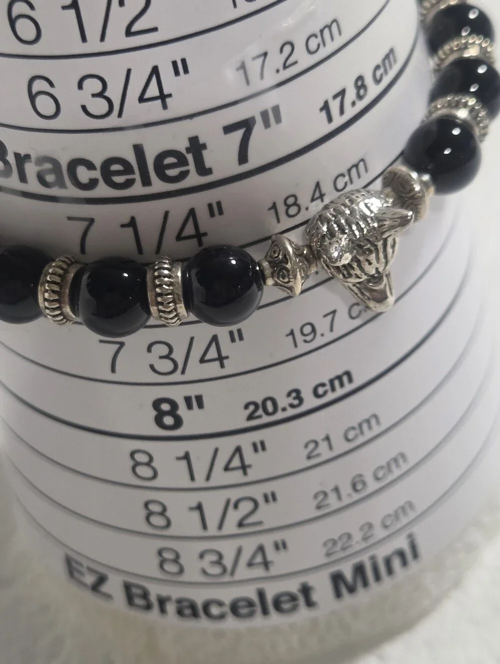 Handcrafted Black Beaded Wolf Head Stretch Bracelet